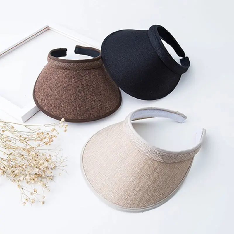 Женская летняя тканевая Соломенная пляжная кепка с пустым верхом, одноцветная, с большими широкими полями, с защитой от ультрафиолета, дышащая шляпа с солнцезащитным козырьком