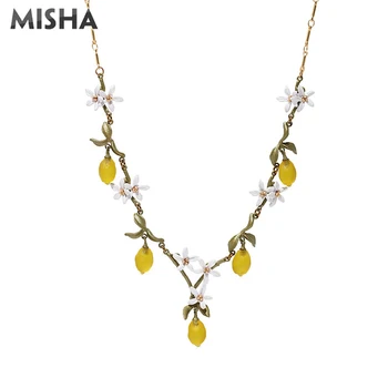 

MISHA Fashion Necklace For Women High Quality Enamel Glaze Lemon Fruit Flower Jewelry For Ladies Party Wedding Gift 2206