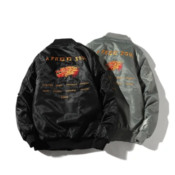 

2019 Winter Top embroidery hip hop military coats clothes punk bomber flight air force pilot jacket men Autumn thin jacket