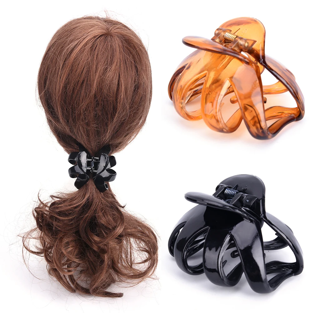 Модный пластиковый зажим для волос с осьминогом, заколка для волос, аксессуар для женщин, женские стильные инструменты, изогнутый дизайн, в форме сердца, однотонный