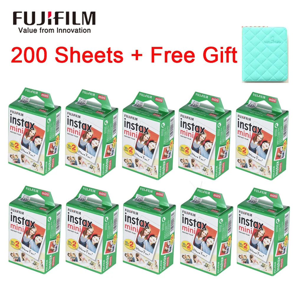 Оригинальная пленка Fujifilm Instax Mini 10 200 листов белая мгновенная фотобумага для Fuji 9 8