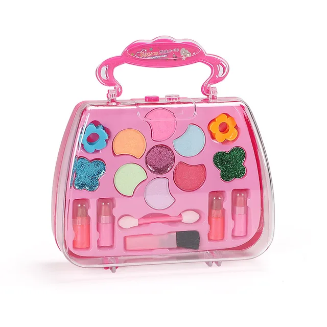 Girls Fashion Make Up Toy Set Kit Beauty Safe Non-toxic Eye Shadow Nail Polish Toys Handbag For Dressing Cosmetic Girls Gifts 4