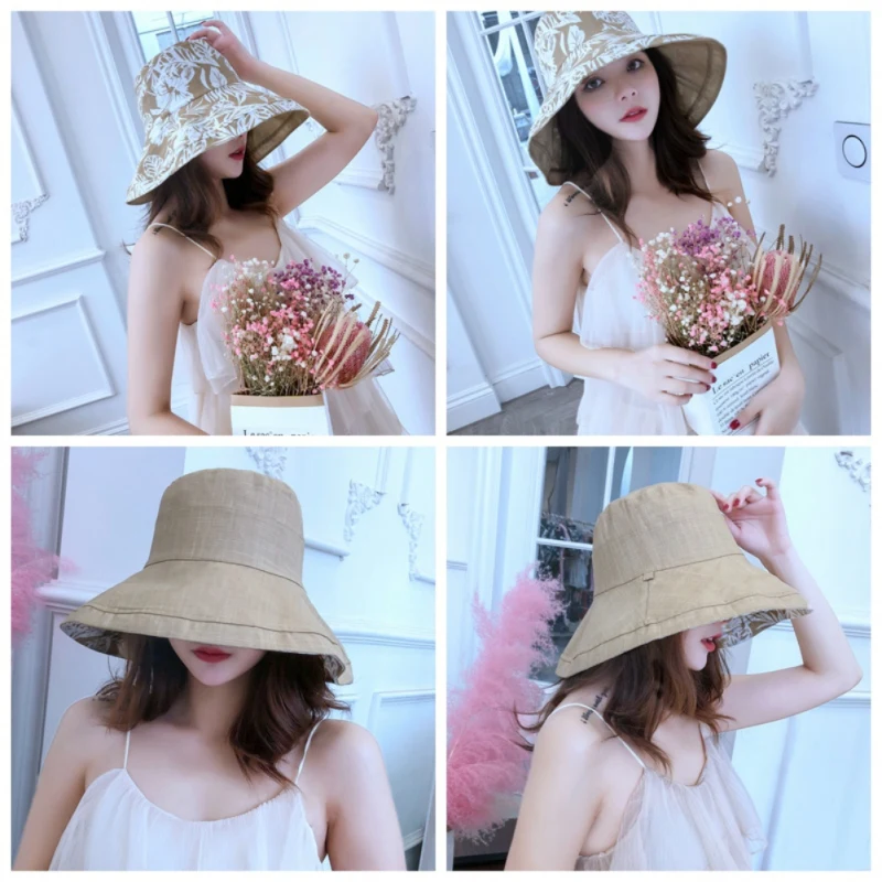 Двусторонняя женская панама шляпа широкая с полями, солнце солнцезащитная Кепка кепки для спорта на открытом воздухе Летняя женская пляжная женская спортивная одежда