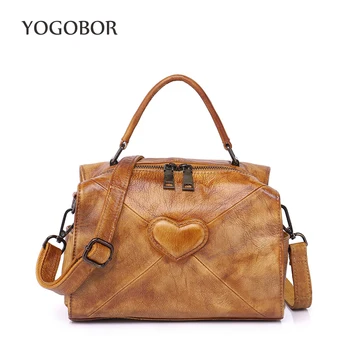 

Vintage Genuine Leather Heart Handbag Women Bags Designer Shoulder Crossbody Bags High Quality Ladies Hand Bags For Women Bolsa