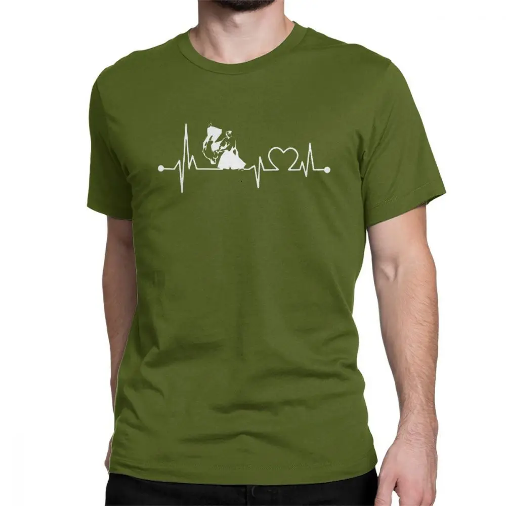 ArmyGreen One yona Aikido Heart Beat Футболка мужская Kote Gaeshi с коротким рукавом Забавные футболки с круглым вырезом Топы из чистого хлопка футболка размера плюс - Цвет: ArmyGreen