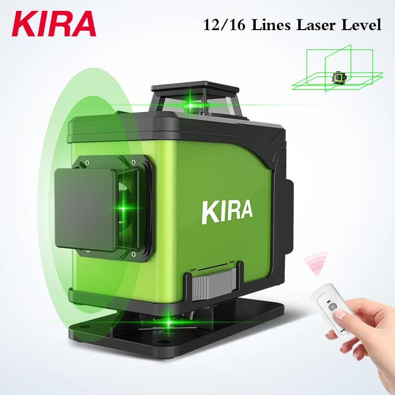KIRA Level 16 Lines 12 Lines Laser  4D Self-Leveling 360 Horizontal And Vertical Cross Super Powerful Green Laser Beam Line