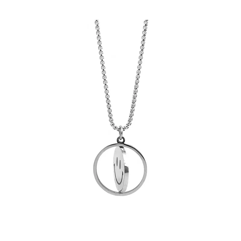 Rotating Smiley Face Necklace Ins Double-sided Expression Personality for Women Men | Украшения и аксессуары