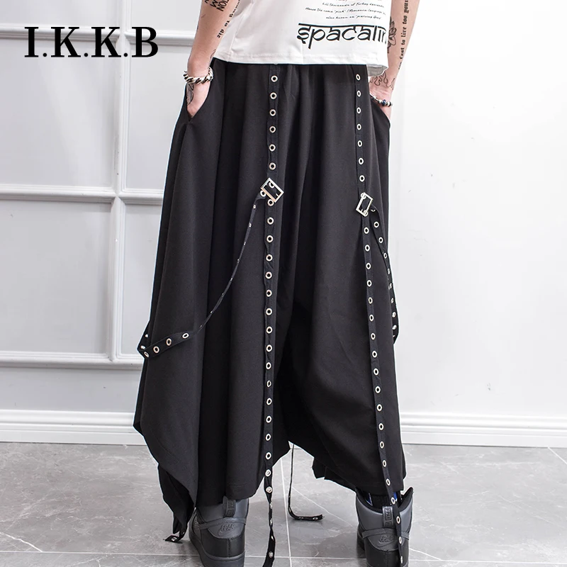 Spring And Summer New Pants Large Loose Fashion Men's Skirt Pants Rivet Ribbon Decoration Loose Leg Trend Personality