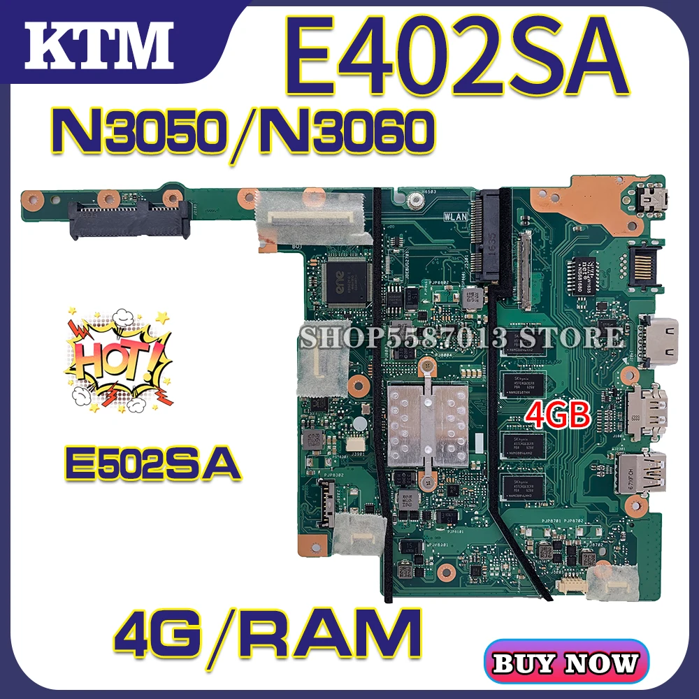 

for ASUS E402S E502S R417S E502SA E402SA laptop motherboard mainboard test OK N3050/N3060 cpu 4GB RAM
