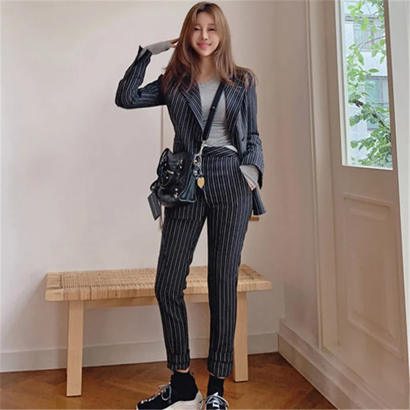 Office Women Single breasted Blazer Suits Elegant Women Pant Suits Slim Blazer Coat& Pencil Pants Set Female Work Suits
