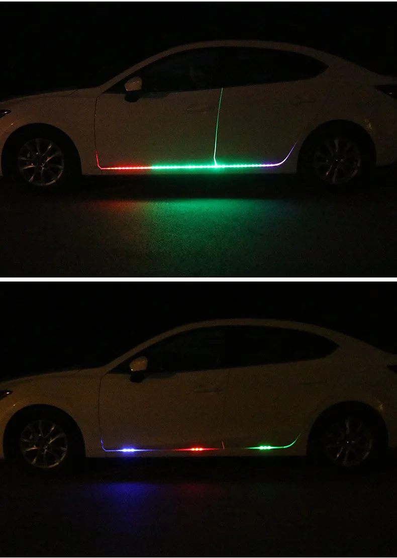 Атмосферное освещение автомобиля RGB атмосферные огни Гибкая полоса дистанционного управления светодиодные RGB ленты двери автомобиля декоративная лампа