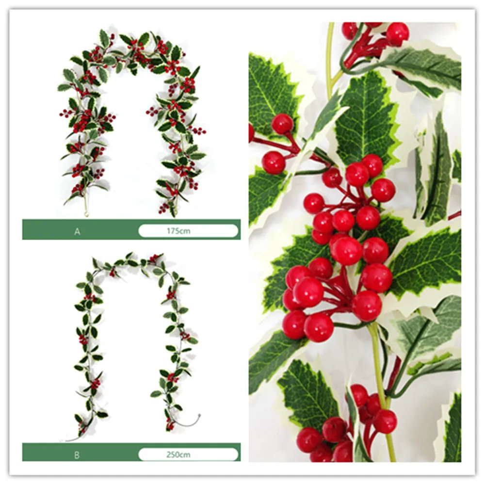 

Christmas Rattan Hanging Ornaments, Red Fruit Simulation, Rattan for Home, Wall, Door Decoration