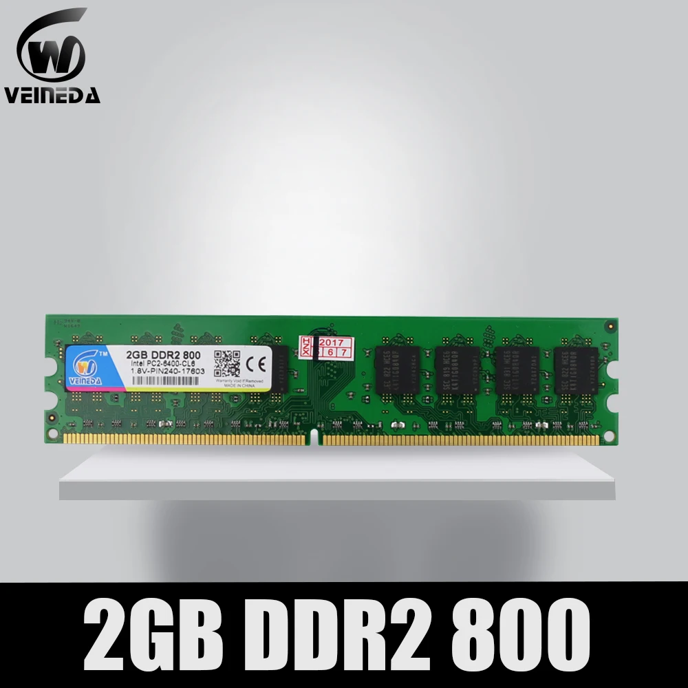 VEINEDA оперативная память ddr2 2 ГБ для Intel AMD совместимая память ddr 2 ГБ 800 667 533