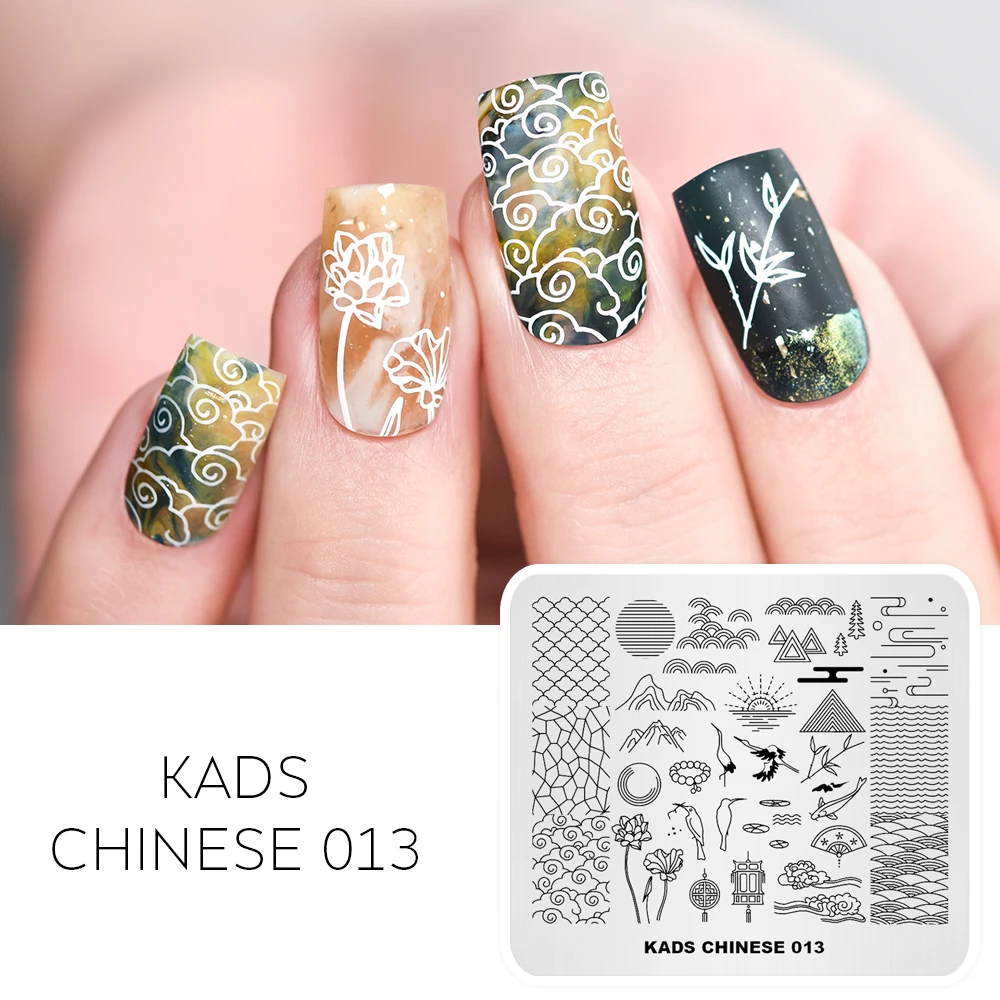 Nail Stamping Plates Chinese Style Pattern Rectangle Manicure Stamp Template Nail Art Image Plate DIY Nail Tools Spring 3