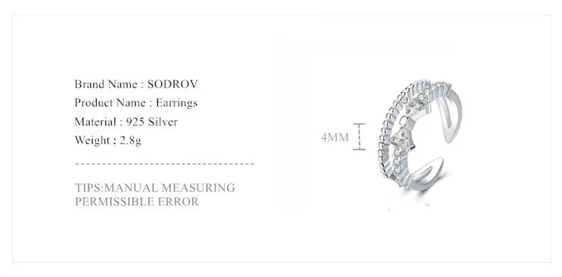 Sodrov Authentic 925 Sterling Silver Jewelry Set Vintage Butterfly ring& earring Bow Jewelry Sets Wedding Engagement Jewelry