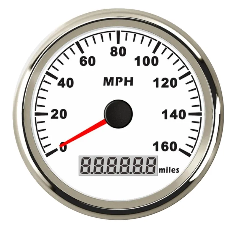 White Silver 160MPH Универсальный 85 мм водонепроницаемый gps Спидометр 0~ 160MPH 316 L Безель цифровой манометр с красной подсветкой 9-32 в - Цвет: White Silver 160MPH