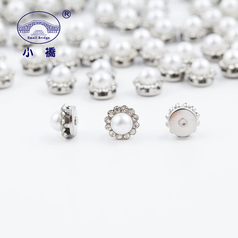 Weiß Perle Glas Strass Für Nähen Blume Form Flatback Strass Mit Klaue Silber Unten Diy Kleidung Strass S140 – Detail 7