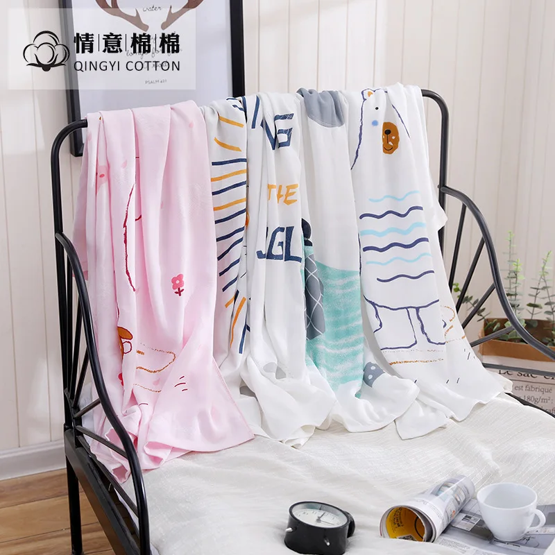 

Cartoon Children's Quilt Bamboo Fabric Baby Towel Blanket New Style Soft Children Airable Cover