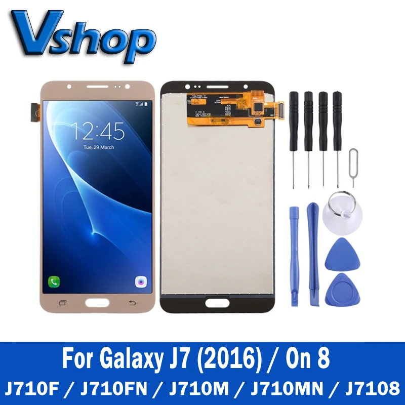TFT материал ЖК экран дигитайзер полная сборка для Galaxy J7 (2016)/On 8/J710F/j710fnмобильный