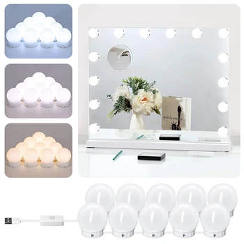 LED Professional Makeup Mirror Light Full Backlit Mirror USB Dimmble Table Mirror with Light 3 Colors Hollywood Vanity Lights 1