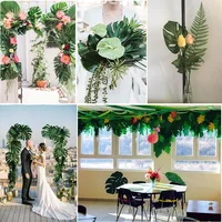 Tropical Palm Leaves Summer Monstera Artificial Silk Turtle Leaves For Home Hawaiian Luau Beach Wedding Party Decor Fake Plants 6