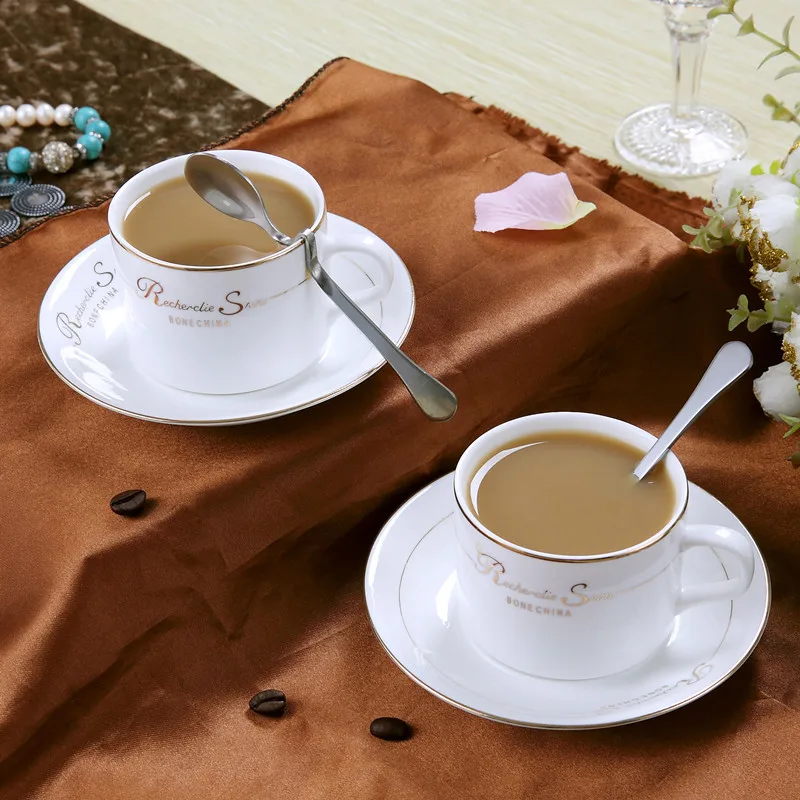 

European Ceramic Coffee Cup And Saucer Set Afternoon Teacup Bone China Glass Household Milk Water Mugs Cappuccino Latte Espresso