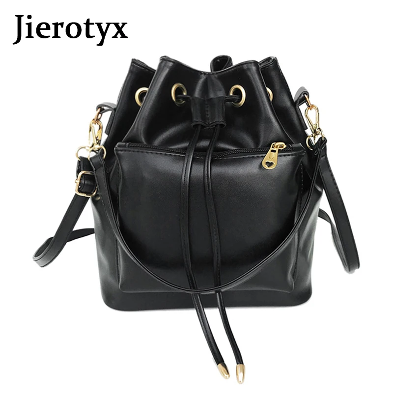 JIEROTYX сумка-мессенджер женская летняя PU однотонная цветная сумка на плечо простая уличная сумка-ведро на молнии с цепочками дорожные сумки