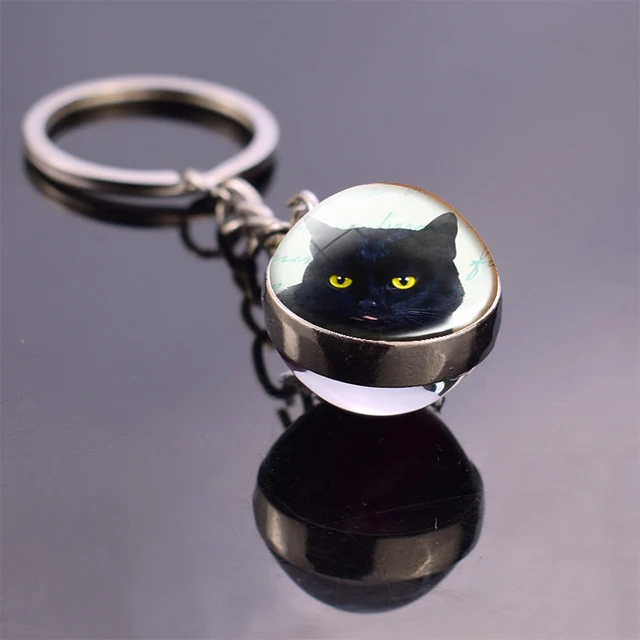 porte clé chat personnalisé tête de chauve-souris en forme de chat noir – Image 3