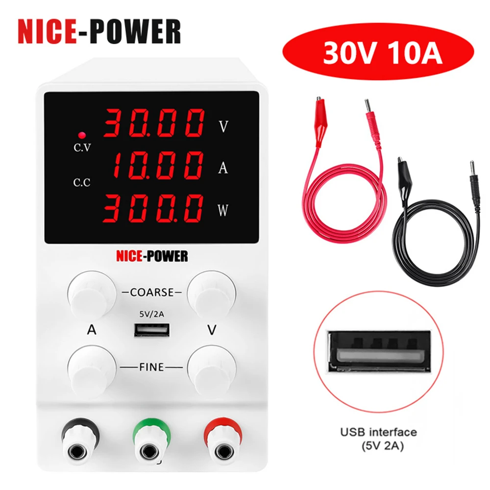 Switching DC Power Supply 30V 10A Adjustable 60V 5A Voltage Regulators Lab Repair Tool Power Supplies Source 4 Digital Screen