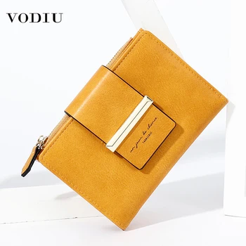 

New Vintage Women's Wallet Small Solid Color Coin Card Holder Multi-function Purse Female Short Wallets Fashion Clutch Purses