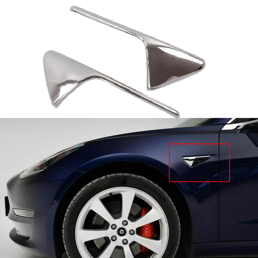 Авто серебряное боковое крыло Вентиляционное покрытие Накладка для Tesla модель 3/модель X/модель S