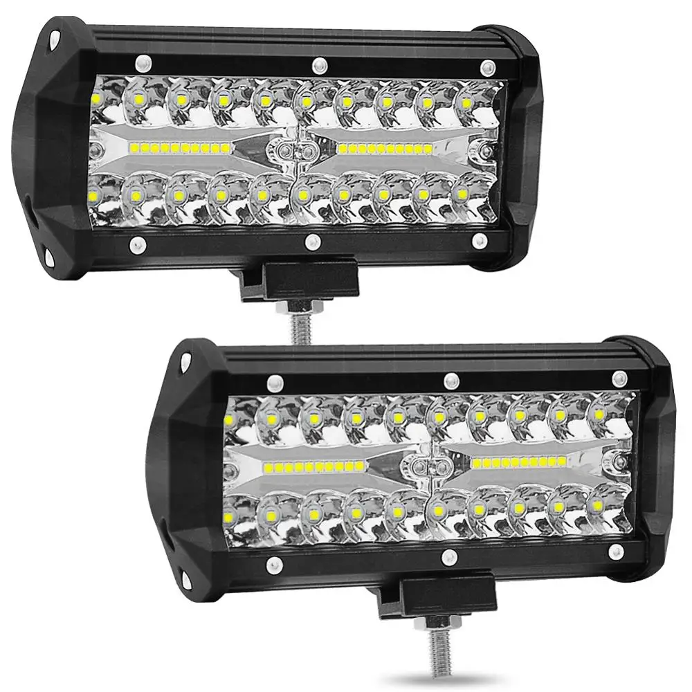 

2pcs 7 Inch 120W Combo LED working Light Spot Flood Beam headlamp for Car Tractor Truck Work Driving Offroad Boat 12V 24V