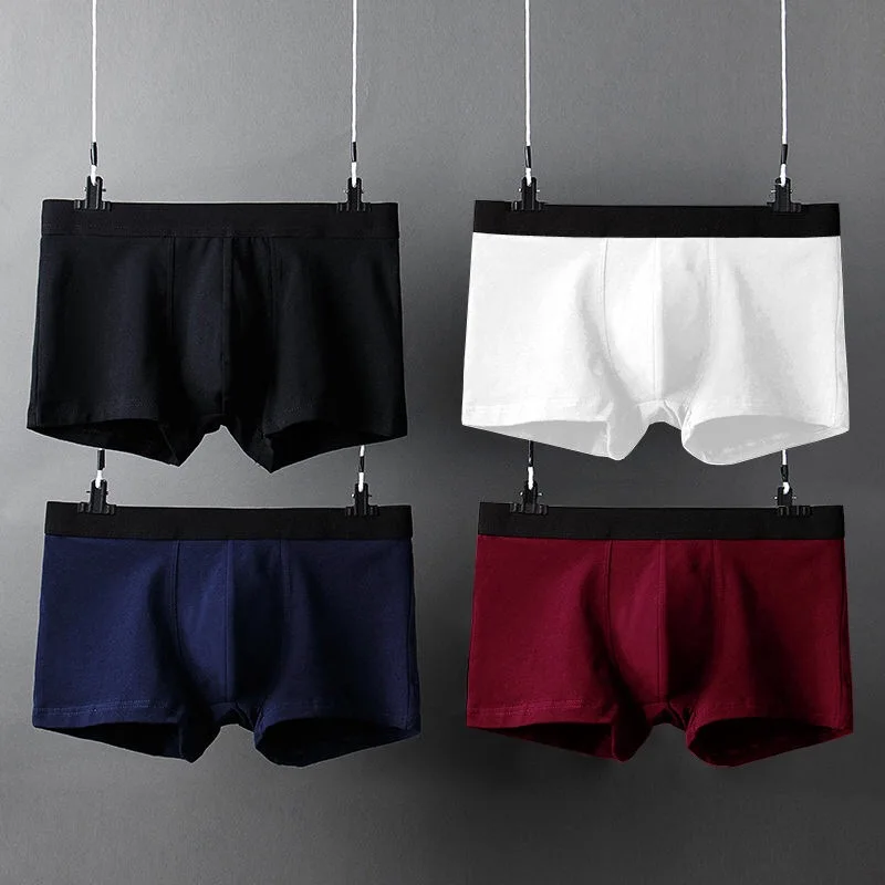 4pcs/lot Cotton Boxers Mens Underwear Men Panties Male Underpants Boxershorts Trunks Hombre Slip Homme Gifts for Man Low Waist