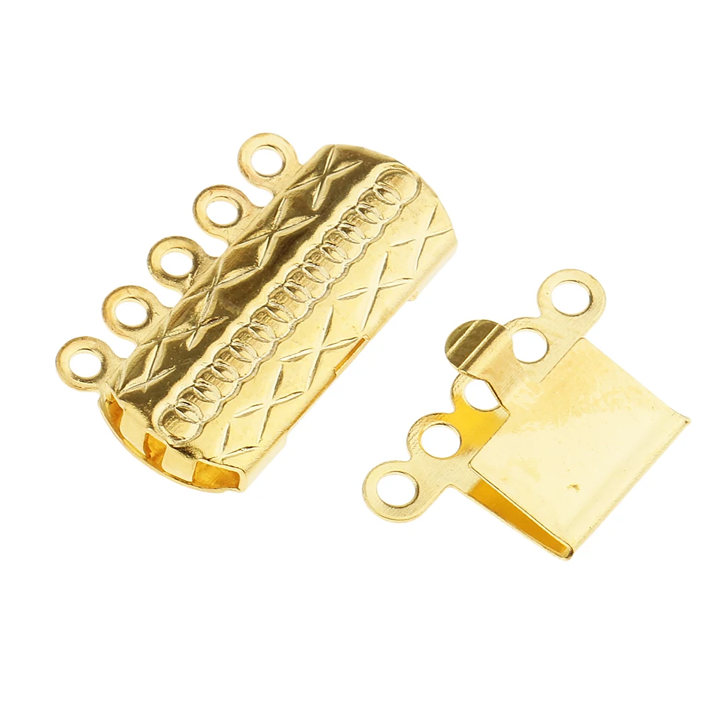 10pcs Gold silver color Color Pinch Push Clasps 5 Strands 18x15mm Buckle DIY Accessories For Jewelry Necklace Bracelet Making Findings