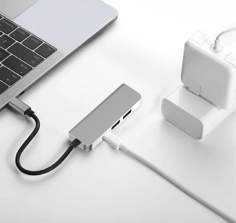 USB-C многопортовый концентратор с 4K HDMI, 2 USB 3,0, type C зарядный адаптер совместимый MacBook Pro 13/15(Thunderbolt 3 Порт), MacBook