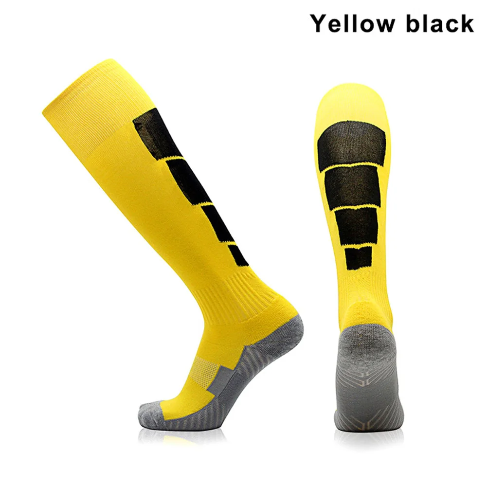 Yellow black 1 пара, мужские длинные прямые носки, чулки, дышащие эластичные для футбола, бега, спорта, AIC88 - Цвет: Yellow black