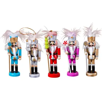 

12cm Christmas Nutcracker Wooden Soldier Christmas Tree Pendant New Year Ornaments Decoration Kids Gifts Home Decor 5 Pcs