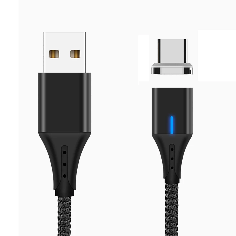 IONCT 3A Быстрая зарядка USB-C Магнитный кабель для Xiaomi 5 samsung Android мобильный телефон шнур провод магнит Зарядное устройство usb Тип C кабель - Цвет: black