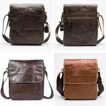 

Men's One Shoulder Fashion Trend Business Casual Straddle Outdoor Leisure Solid Color Retro Leather Soft Surface 2020 Hot