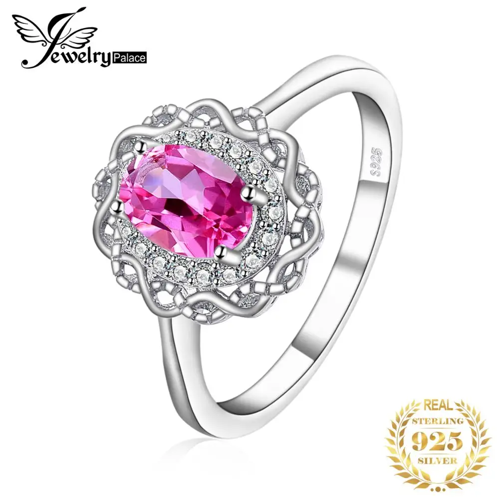 JewelryPalace Винтаж 1ct натуральная овальным вырезом розовый топаз Halo Кольцо