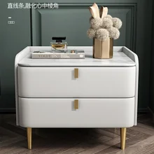 

Light Luxury Bedside table Modern Simple Bedroom Nightstand Rock Board All Solid Wood Bedside Cabinet Furniture for Home