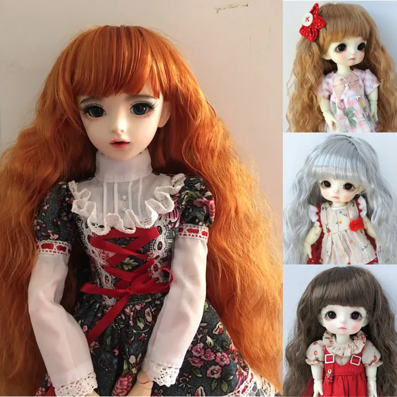 

BJD SD1/3 1/4 1/6 1/8 1/12 doll wig high temperature fiber hair cover and instant noodles roll with fringe doll wig