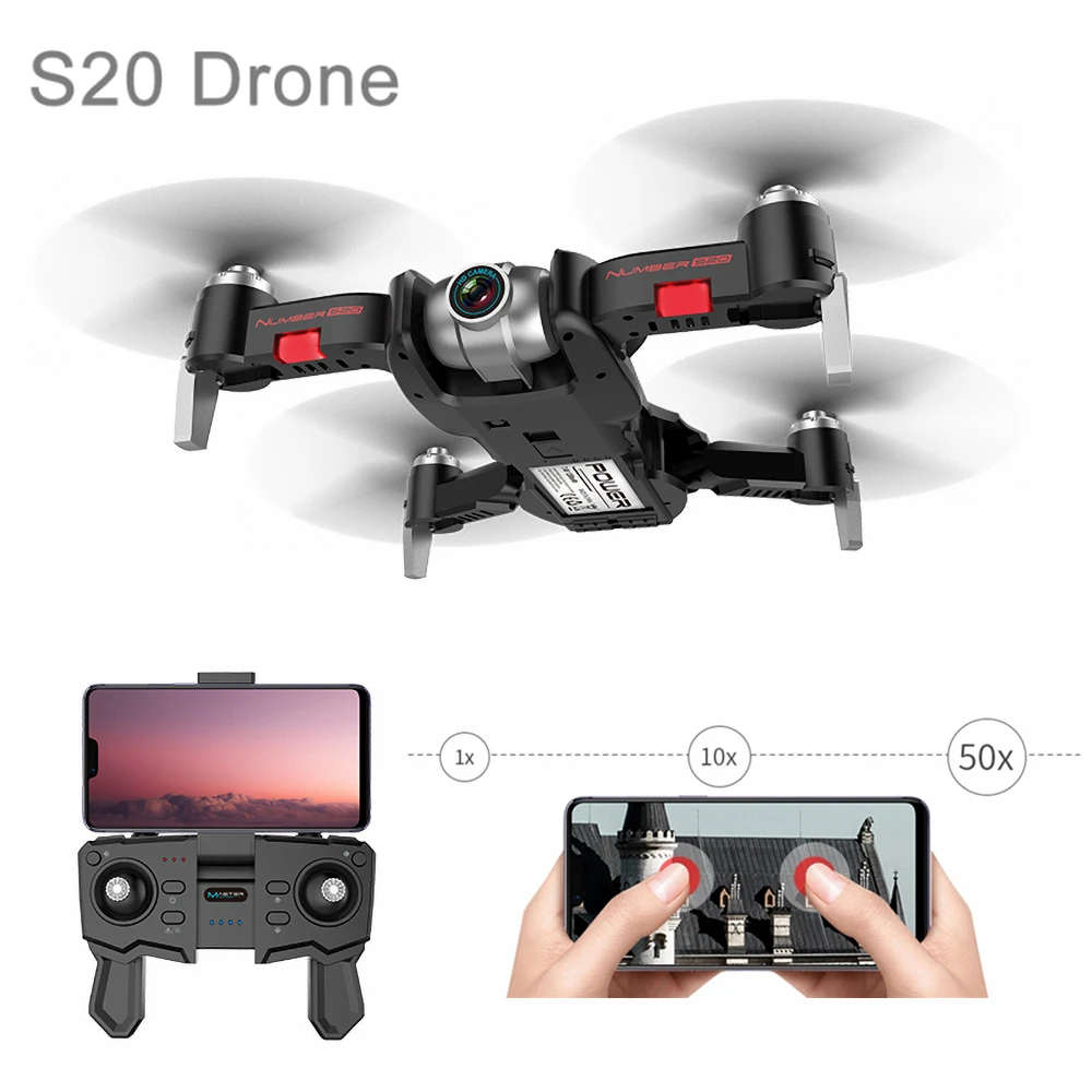 

S20 1080P RC Drone with Camera 2.4G Wifi FPV Trajectory Flight Palm Optical Flow Positioning Gesture Video Follow RC Quadcopter