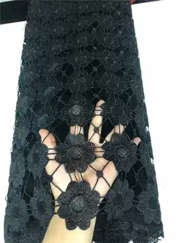 

wholesales superior quality2020 latest African Guipure cord Lace Fabric For Evening party Dresses Black