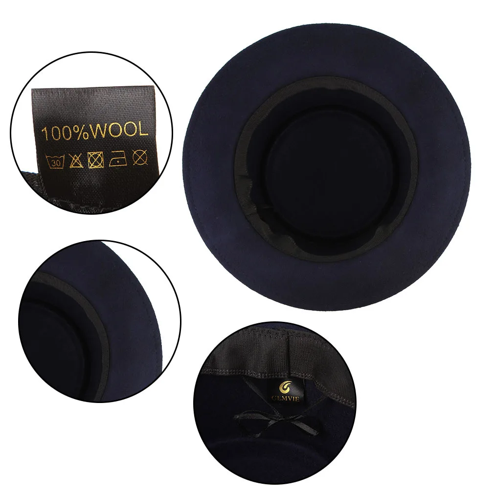 Winter New Wool Fedoras Hat Neutral British Ribbon Bowknot Gentleman's Fedora Cap Women Male Short Eave Church Party Hats H7209