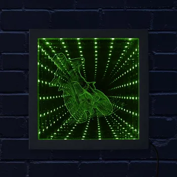 

Dirt Bike LED Vortex Tunnel Interstellar Mirror Wood Frame Motocross Rider LED Infinity Mirror Motorcycle Racer Accessories Gift