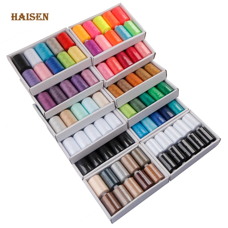10 스풀/세트, 402 고품질 멀티 컬러 폴리 에스터 스레드 DIY 퀼트, 바느질 및 가정용 재봉틀 용 1000 야드 코일