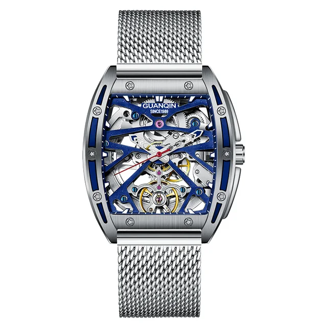 GUANQIN 2021 Men's Watches Mechanical Automatic Watch For Men Top Brand Luxury Stainless Steel Business Clock Relogio Masculino W Blue