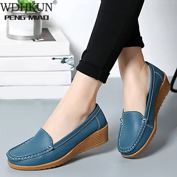 

Fashion Women Shoes Genuine Leather Women Flat Shoes Slip On Wedge Shoes Moccasins Loafers Flats Shoes Women Flats Ballet Female