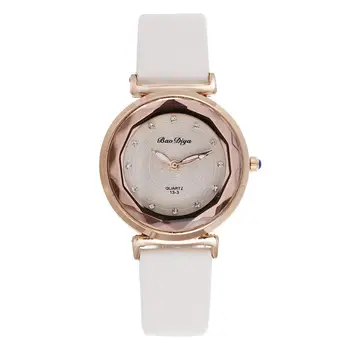 

HobbyLane Lady Fashion Rhombus Frame Quartz Watch Rhinestone PU Leather Strap Analog Wristwatch